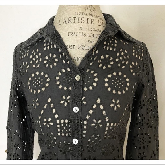 🌸 Anthropologie Gray Buttoned Down Dress By Spiegel Size 6 - Picture 7 of 11